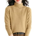 thumbnail image 4 of VISALY Turtleneck Sweatshirt Crochet Sweaters High Neck Long Sleeved Textured Printed Knitted Base Layer Loose Inner Sweater Oversized Sweatshirt Half Zip Pullover Womens Sweatshirt Gold M, 4 of 9