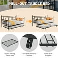 thumbnail image 3 of UHOMEPRO Twin Daybed with Trundle Included, Metal Daybed Frame with Pull-Out Trundle Bed, No Box Spring Needed, Twin Size Daybed Sofa Bed for Bedroom Living Room, Black, 3 of 10