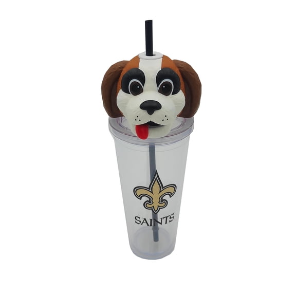 NFL New Orleans Saints Acrylic Tumbler with Team Color Straw and Team Mascot Lid Enclosure