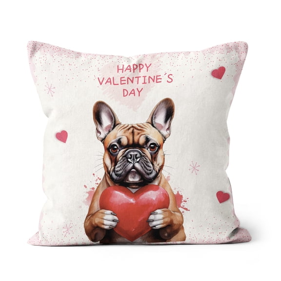 Happy Valentine's Day French Bulldog Brings Love Heart Pillow Cushion Double Sided Dog Lover Gifts Throw Pillow - 02028
