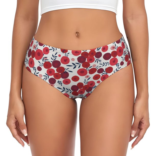 Fotbe Red Hawthorn Calzones Estampados para Mujer – Ropa Interior de Algodón, Cómoda, Suave y Elástica-XX-Large