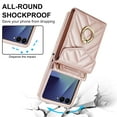 thumbnail image 4 of Crossbody Wallet Case Compatible for Samsung Galaxy Z Flip 6, RFID Blocking Card Slots, Metal Finger Ring, Premium PU Leather Lanyard Shoulder Strap Back Purse Cover Shockproof Case, Rosegold, 4 of 9