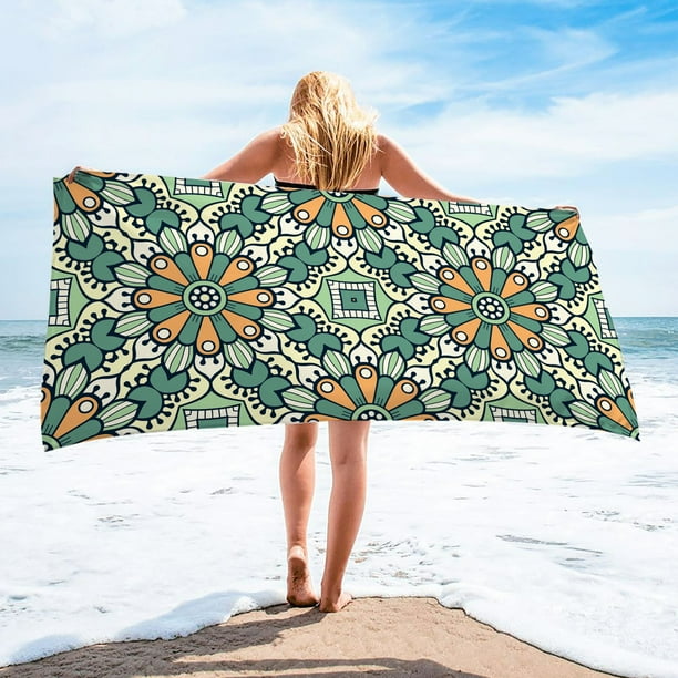Toalla de playa de microfibra, súper colorida, resistente a la arena, multiusos, para viajes, piscina, 76 x 152 cm