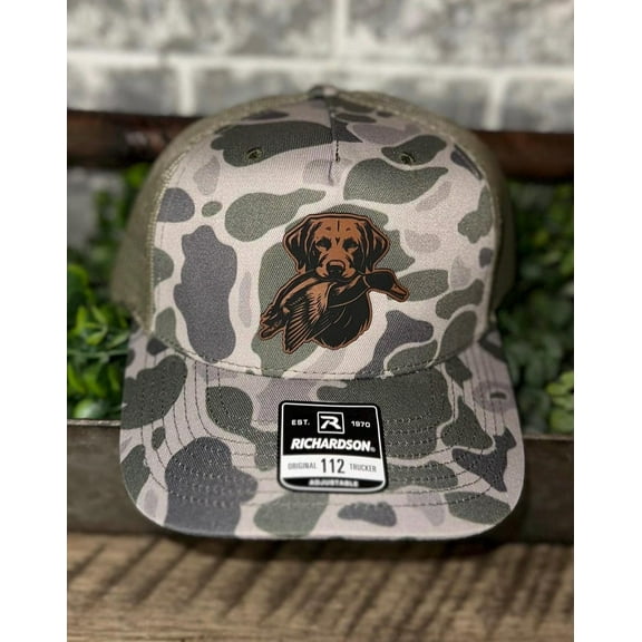 Duck Camo Richardson 112 duck hunting leather patch hat