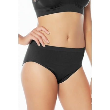 Women s Rhonda Shear 4031 Ahh Seamless High-Cut Brief Panty (Black 1X)