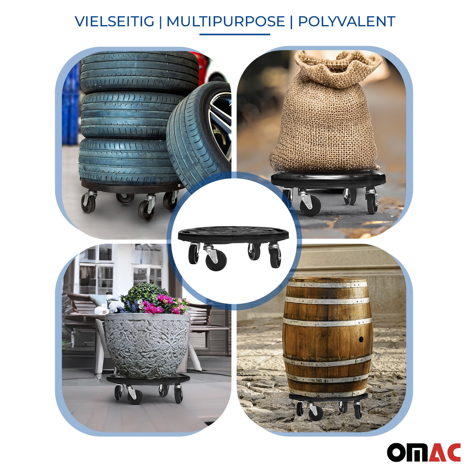 OMAC Rolling Board Transport Dolly Furniture Dolly 606 lbs Wheel Carrier Ø400