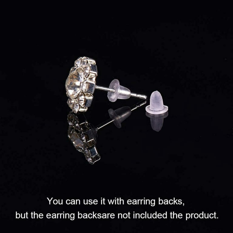 Earring Backs Rubber Earring Backs Replacements, Soft Silicone Earring Backs  Stopper for Studs,Clear Plastic Comfort Small Earring Backs for Hook  Earrings(silver rose -12Pcs) 