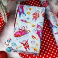 thumbnail image 3 of Christmas Reversible Wrapping Paper Roll for Kids - Santa on Rockets & Polka Dot, Space Theme Gift Wrap for Christmas, New Year Celebration, Holiday, Party - Mini Roll - 17 Inch x 33 Feet, 3 of 12