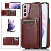 Dteck Back Wallet Phone Case for Samsung Galaxy S21 Plus 4G 5G with ID & Credit Card Holder Slots Pockets Wallet Back Cover Stand Flip Folio Leather Cell Cases Women Men, Brown