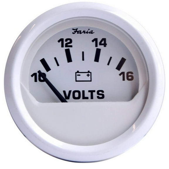 Faria Beede 13120 Dress White 2 in. Voltmeter 10-16 Vdc