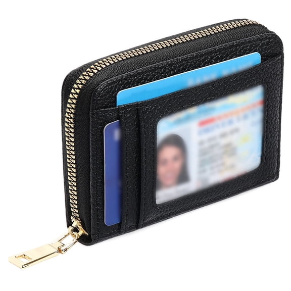 GAEKEAO Credit Card Holder Wallet for Women RFID Blocking Small Genuine Leather Card Case with Coin Pocket ID Window