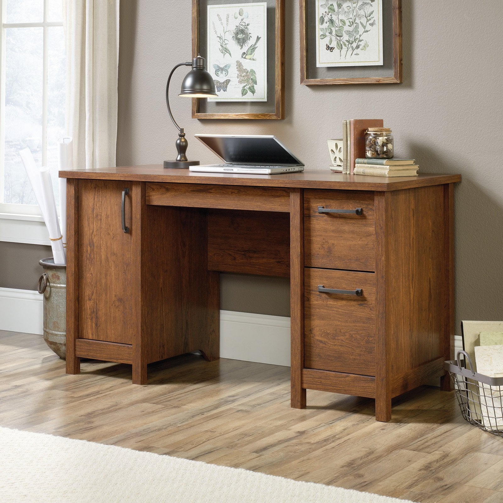 Sauder Cannery Bridge Computer Desk Milled Cherry Finish Com