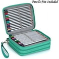 thumbnail image 2 of Pencil case with zipper - Canvas (72 Compartments, a Practical Pen holder for Prismacolor watercolor pencils, Crayola colored Pencils, Marco, Pen, green, 2 of 4