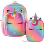 CLUB LIBBY LU Unicorn Girls Backpack w Lunch Box and Carabiner Clip 3 Piece Set 16 inch Ombre