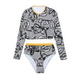 thumbnail image 3 of Lopeceal Women's Fashion Pattern Long Sleeve Tankini Sets UPF 50+ Rash Guard Swimsuit Swimwear, 3 of 4