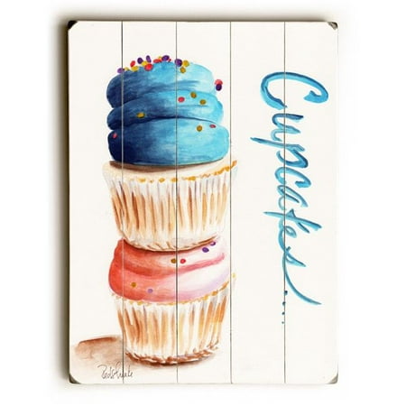 One Bella Casa 0009-7646-20 18 x 24 in. Stacked Cupcakes Planked Wood Wall Decor by Jennifer (Best Way To Stack Wood In A Fire Pit)