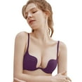 thumbnail image 6 of Women's Essentials Deep U Multi-Way Push Up Convertible Low Cut Plunge Bra(Purple,34B), 6 of 6