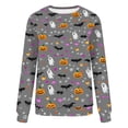thumbnail image 3 of HomeDM Halloween Sweatshirt for Women All-Over Print Cute Ghost Long Sleeve Top Crew Neck Casual Holiday Pullover, 3 of 6