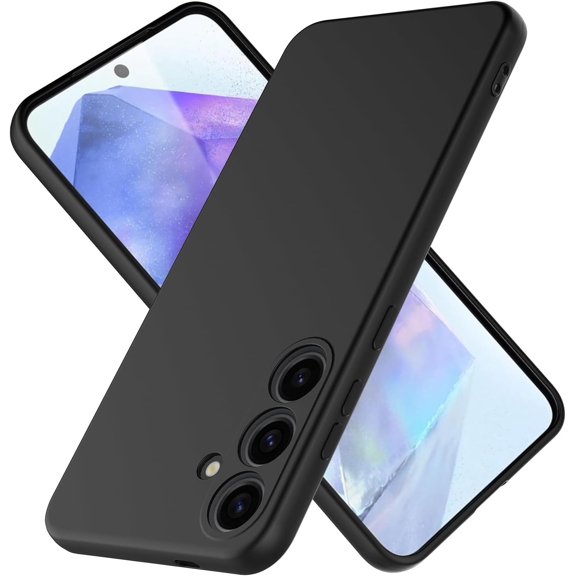 Designed for Samsung Galaxy A55 5G Case,Slim Liquid Silicone Rubber Shockproof Phone Cover Soft Anti-Scratch Microfiber Lining Protection Case for Samsung A55 2024 (Black)