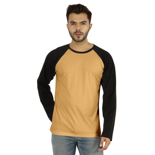 Inkmeso T-Shirt à Col Rond Coupe Régulière pour Homme, Raglan Uni à Manches Longues