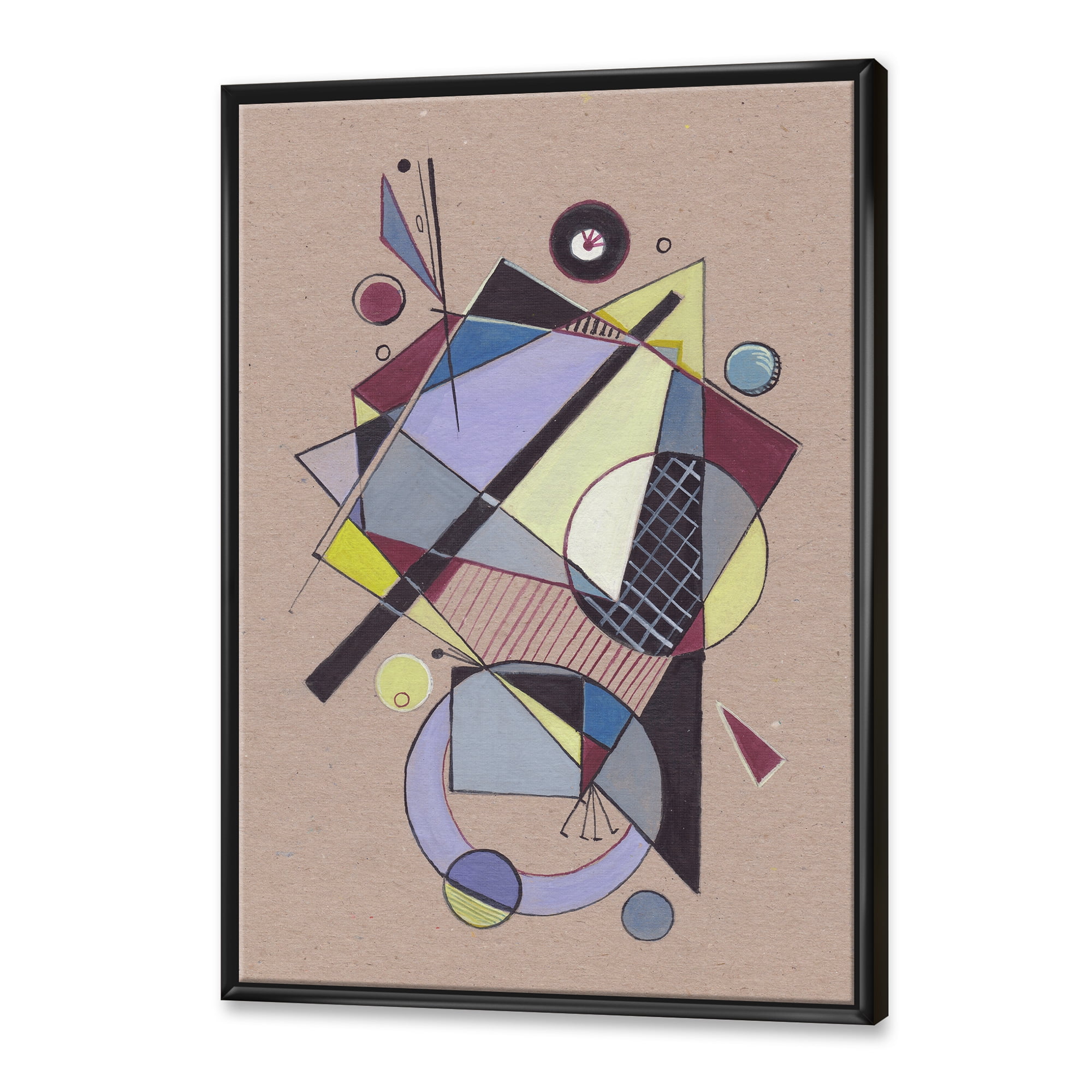Designart 'Abstract Compositions Of Colored Geometric IV' Modern Framed Canvas Wall Art Print
