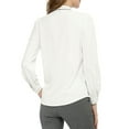 thumbnail image 3 of DARING DIVA Women's Contrast Color Button Down Long Sleeve Tie Neck Shirt S White, 3 of 7
