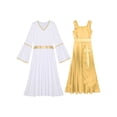 thumbnail image 5 of Hansber Women Praise Dance Dress 2-Piece Liturgical Worship Dance Outfits Lyrical Dress with Tunic Gowns Yellow&White XL, 5 of 6