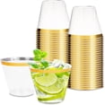 thumbnail image 1 of 50 Vasos de Plástico Premium Reutilizable, Borde Dorado Paquete Vasos de Plástico, Vasos de Chupito de Plástico Transparente Duro, Vasos de Plástico Duro Vasos de Boda WZY, 1 of 4