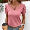 thumbnail image 3 of Scyoekwg Womens Summer Fashion Women's Shirts Casual Shirt Ladies Blouses Dressy Casual Short Sleeve Tops Womens Summer Fashion Loose Comfy Clothes, 3 of 8