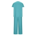 thumbnail image 4 of Ndbuld Scrubs for Women Set Women's Short Sleeved Solid Color Pocket Protective Suit Set Short Sleeved-neck Top/shirt Set Summer Clearance,Light Blue,M, 4 of 4