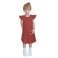 thumbnail image 1 of zbxnLI 4-14 Ans Robes Filles Manches Volantées Ligne A Robe d'Été Décontractée Couleur Unie Mignonne Mini Robes, 1 of 7