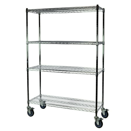 Storage Max Chrome Wire Shelving With Wheels 18 X 36 63 4 Shelves