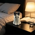 thumbnail image 4 of Cute Ghost Figurine with Black Polka Dot Bow, 5.9 Inch Spooky Tabletop Resin Statue, Halloween Home Decor Ornament for Shelf Desk, 4 of 7