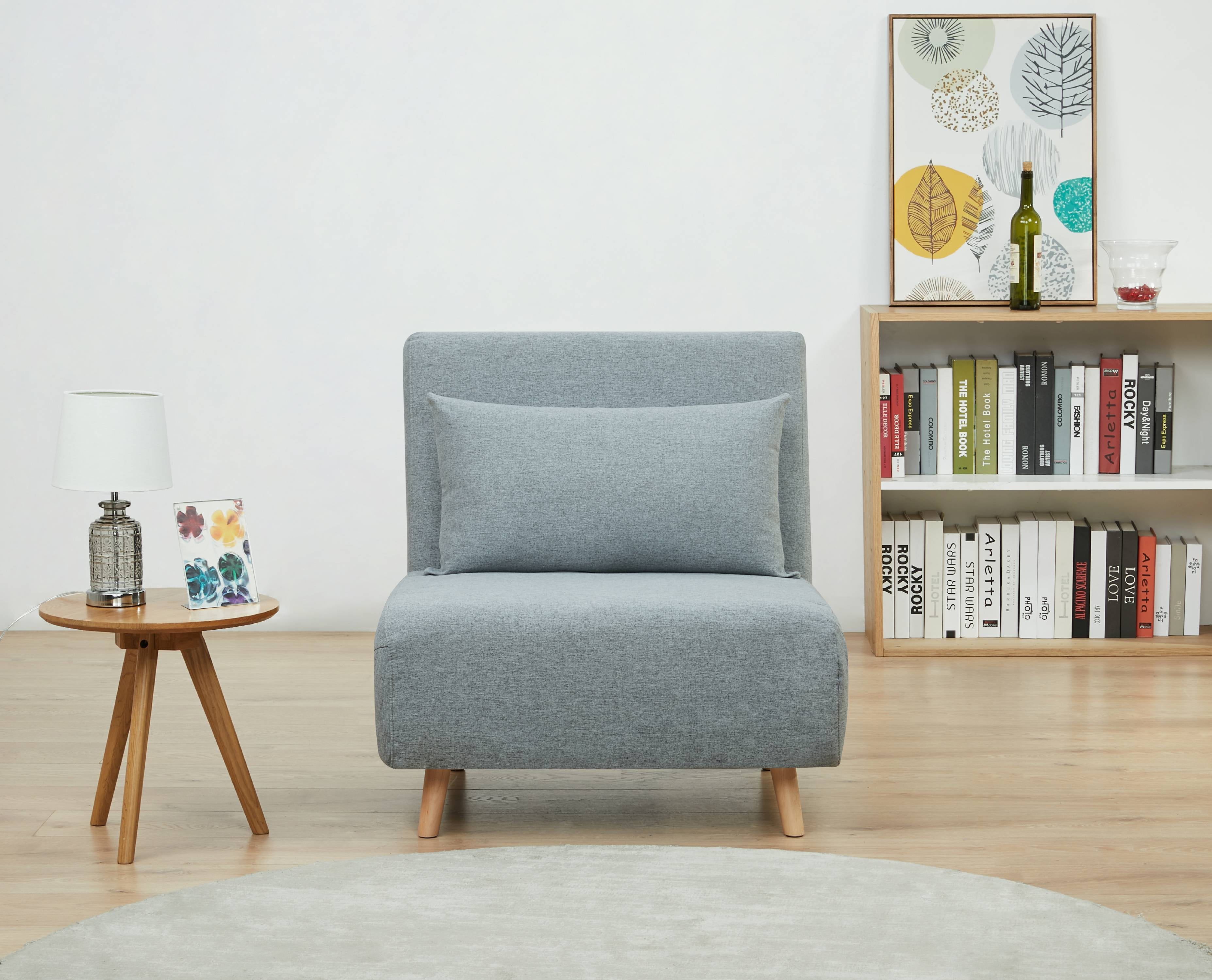 GIA Design Group TriFold Futon Chair, Light Gray