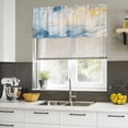 thumbnail image 4 of Blue Yellow Curtain Valances for Windows, Kitchen Valance Window Treatments Panel 2 Pack, Modern Vintage Oil Painting Abstract Rod Pocket Short Curtains for Bathroom Bedroom 42 x 18 Inch, 4 of 8