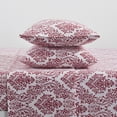 thumbnail image 5 of Tahari  Home Damask Triple Brushed Cotton Flannel Bed Sheet Set Full - Red/White, 5 of 5
