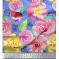 thumbnail image 1 of Soimoi Tissu Crêpe polyester Imprimé Feuilles & Roses Floral au Mètre 42 Pouces de Large, 1 of 3