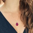 thumbnail image 3 of Gem Stone King 13.77 Ct Pear Shape Red Created Ruby 18K Yellow Gold Plated Silver Pendant with Chain, 3 of 3