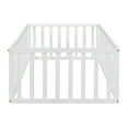 thumbnail image 3 of Kumix Twin Floor Bed with Fence and Door, Wood Floor Bed Frame for Teens, Noise-Free Low Floor Bed for Bedroom, Dorm, No Weight Capacity Limit, Easy Assembly, White, 3 of 7
