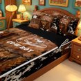 thumbnail image 3 of meiyoeat Brown Western Cowboy Zipper Twin Comforter Sets with Fitted Sheet and 2 Pillowcases For Boys,Rustic Cow Print Zipper Bedding Set,Reversible,4 Pieces, 3 of 7