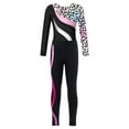 thumbnail image 4 of iiniim Kids Girls Gymnastics Dance Workout Outfits 2 Piece Long Sleeve Leotard with Leggings Full Body Unitard Leopard&Hot Pink 12, 4 of 7