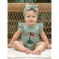 thumbnail image 6 of BemeyourBBs Newborn Baby Girl Boy Football Golf Baseball Outfit Cute Infant Spring Summer Clothes Bubble Rompers Flying Sleeve Soccer Ball Embroidery Cute Ruffle Jumpsuit Playsuit Headband, 6 of 9