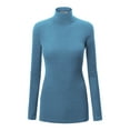 thumbnail image 1 of Made by Johnny Women's Long Sleeve Rib Turtleneck Top Pullover Sweater XS DENIM, 1 of 6