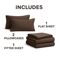 thumbnail image 3 of Comfy Bamboo World Series Ensemble de Draps-Housses en Microfibre 90 G/m², 4 Pcs, pour Lit Double, Marron, 3 of 5