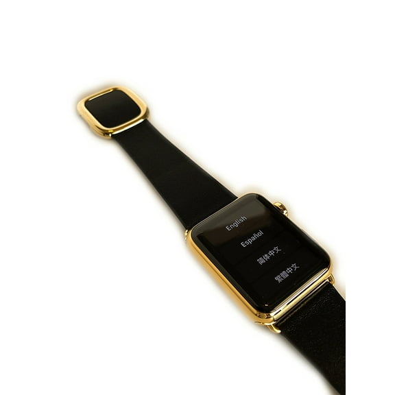 24K Gold 42MM Iwatch SERIES 2 with Black Leather Modern Buckle Band