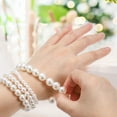 thumbnail image 5 of 10 Pcs White Pearl Bracelets for Women, 14mm Stackable Faux Pearl Beads Stretch Bracelet for Lady Bridal Bridesmaid Wedding Party Gifts, Beige, 5 of 6