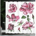 thumbnail image 4 of Ambesonne Pink Green Shower Curtain, Garden Flowers Rose Buds, 69"Wx75"L, Pale Pink Hot Pink, 4 of 5