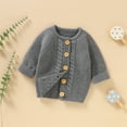 thumbnail image 2 of Generic Children Warm Blouse Baby Girl Boy Knit Cardigan Sweater Warm Pullover Tops Toddler Outerwear Jacket Coat Outfit Fall Winter Clothes(Grey,6-9 Months), 2 of 9
