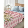 thumbnail image 4 of Easter Day, Full Size Flat Sheet, Wrinkleproof & Fadeproof Cooling Flat Bed Sheet Only, Easter Bunny Easter Eggs Daisy Plaid Pink Breathable Soft Bedding Top Sheets 81 x 96 Inches, 4 of 8