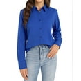 thumbnail image 5 of Siliteelon Long Sleeve Cotton Button Up Shirts for Women Formal Dressy Shirts Regular Fit Cotton Botton Down Shirt Royal Blue, 5 of 7